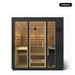 5 person Kohler C1 Graphite Grey indoor sauna, front view with the glass door closed