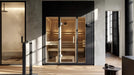 Kohler C1 Graphite Grey sauna installed in a light-filled home spa room