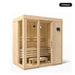 3 person Kohler C1 Scandinavian Spruce indoor sauna, angled exterior view