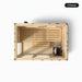 3 person Kohler C1 Scandinavian Spruce indoor sauna, overhead view showing the bench layout and heater position