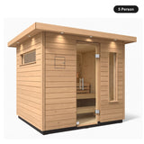 5 person Kohler C2 Douglas Fir outdoor sauna, angled exterior view