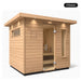 5 person Kohler C2 Douglas Fir outdoor sauna, angled exterior view