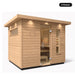 6 person Kohler C2 Douglas Fir outdoor sauna, angled exterior view