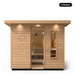 6 person Kohler C2 Douglas Fir outdoor sauna, front view with the glass door closed