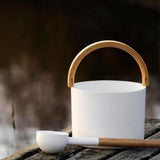 KOLO 1 Gallon Sauna Bucket+Ladle Aluminum & Bamboo | Black or White - Topture