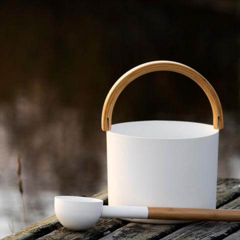 KOLO 1 Gallon Sauna Bucket+Ladle Aluminum & Bamboo | Black or White - Topture