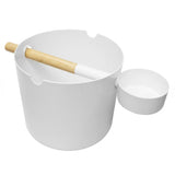 KOLO white sauna bucket with bamboo-handle ladle and dish