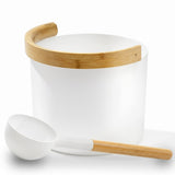 KOLO white 1 gallon sauna bucket and matching ladle with bamboo accents