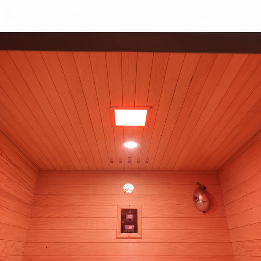 Logan 200D6 sauna ceiling with infrared panel, light and oxygen ionizer