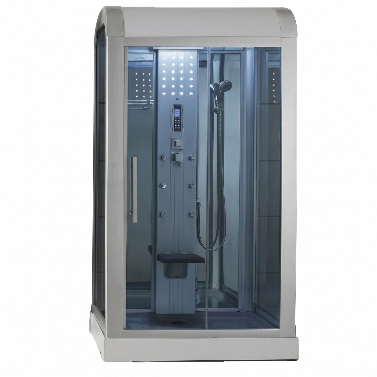 Mesa 500XL steam shower enclosure front view on a white background