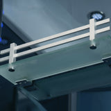 Mesa 802L steam shower frosted glass corner shelf with railing detail