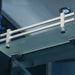 Mesa 802L steam shower frosted glass corner shelf with railing detail