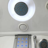 Mesa 807A interior ceiling rainfall head, light ring and blue massage jets