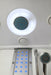 Mesa 807A ceiling rain head with lit ring and blue LED massage jet column