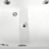 Close detail of chrome whirlpool jets inside the white Mesa 807A tub