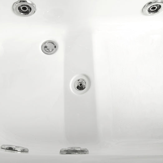 Close detail of chrome whirlpool jets inside the white Mesa 807A tub