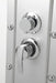 Close view of chrome diverter and mixer valve controls on the Mesa 807A panel