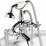 Detail of chrome telephone faucet and handshower on the Mesa BT-062 Malibu tub
