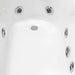 Close-up of chrome whirlpool jets and drain inside the Mesa BT-062 Malibu tub