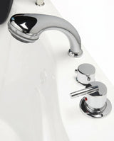 Chrome faucet spout and lever handle detail on the Mesa BT-084 tub