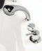 Chrome faucet spout and lever handle detail on the Mesa BT-084 tub