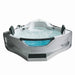 Mesa BT-084 two-person corner whirlpool tub filled with bubbling water