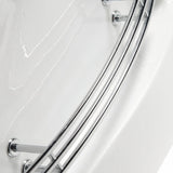 Chrome curved grab rail mounted on the white Mesa BT-084 tub rim
