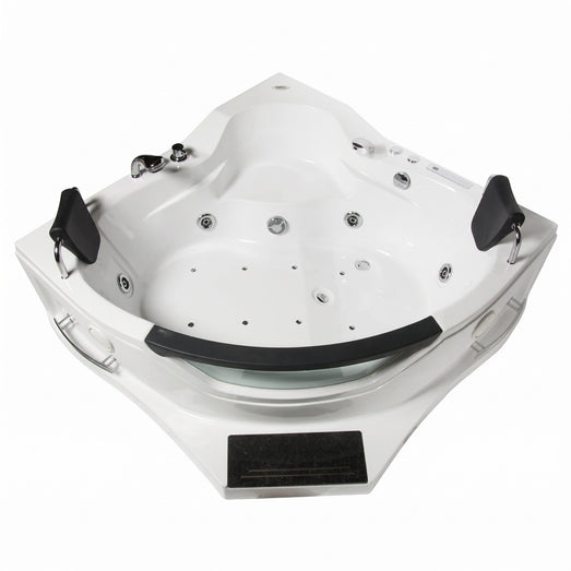 Top view of Mesa BT-084 corner tub showing air and water jet layout