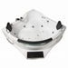 Top view of Mesa BT-084 corner tub showing air and water jet layout