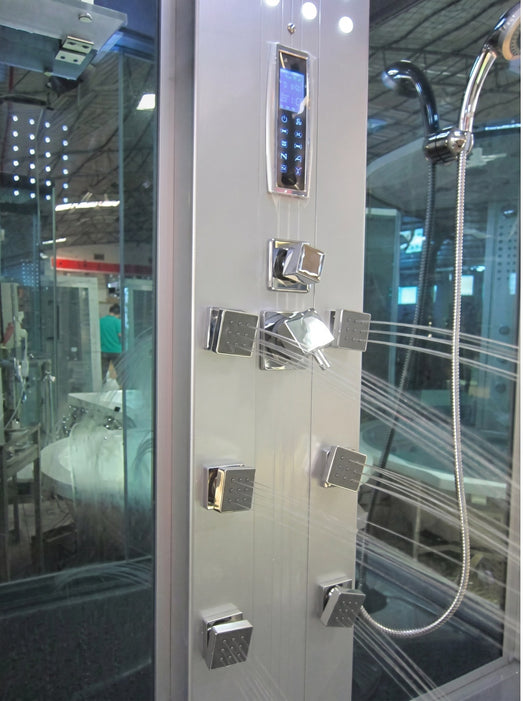 Mesa WS-501 chrome shower control column with body jets and handheld sprayer