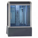 Mesa WS-501 Yukon steam shower tub combo with gray base and lit blue interior