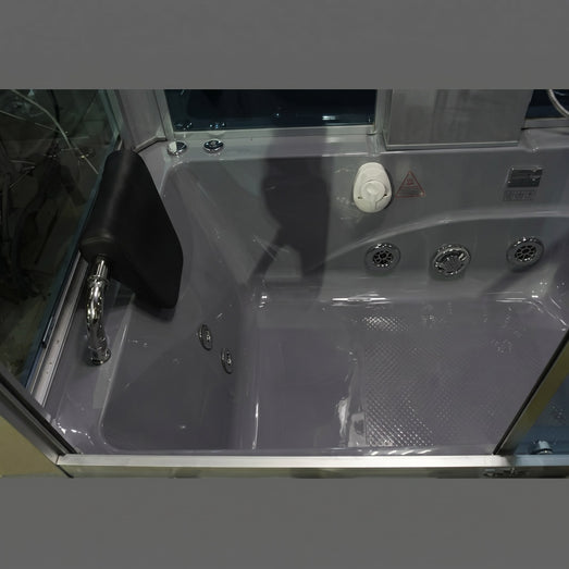 Overhead view of the Mesa WS-501 gray tub interior with jets and handheld shower