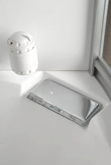 Mesa WS-609A corner storage tray and dispenser inside white shower wall