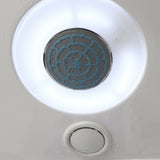 Mesa WS-609A ceiling rainfall showerhead and recessed light close-up