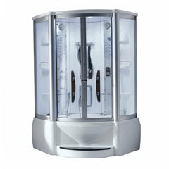 Mesa WS-609A corner steam shower tub combo full unit, clear glass front