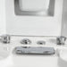 Mesa WS-609A chrome tub faucet and overflow controls on white deck