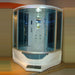Mesa WS-702A steam shower tub combo angled showroom view of the corner glass unit