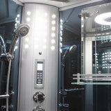 Mesa WS-801 steam shower digital control panel with LED lights and handheld shower