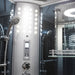 Mesa WS-801 steam shower digital control panel with LED lights and handheld shower