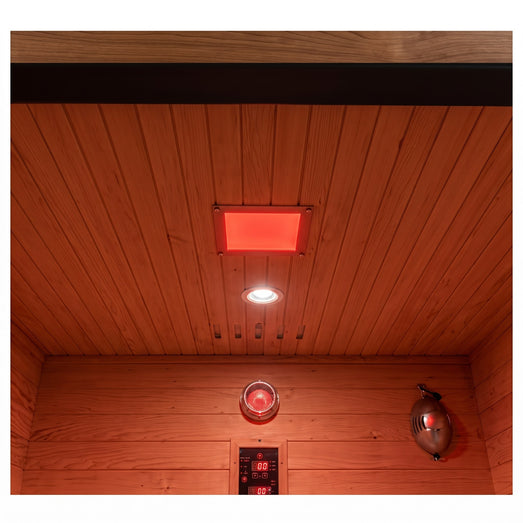 Pacific 400D6 ceiling infrared panel and light inside the sauna