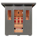 Pacific 400D6 outdoor infrared sauna front view with glowing heaters