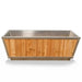 Front view of the Polar Cold Plunge Tub showing cedar panels and stainless steel basin