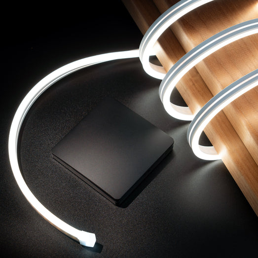 Close-up of the flexible ProSaunas LED strip with the single-zone wireless control