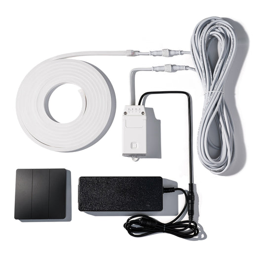 ProSaunas 3-zone kit components: LED strip, RF driver, three-button wireless control, power supply and light cable