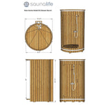 SaunaLife R3 Rain-Series shower barrel dimension diagram with measurements and views