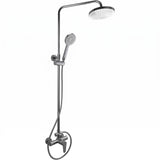 SaunaLife R3 barrel shower chrome rain fixture with handheld sprayer and mixer