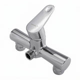 SaunaLife R3 barrel shower polished chrome mixer valve close-up on white