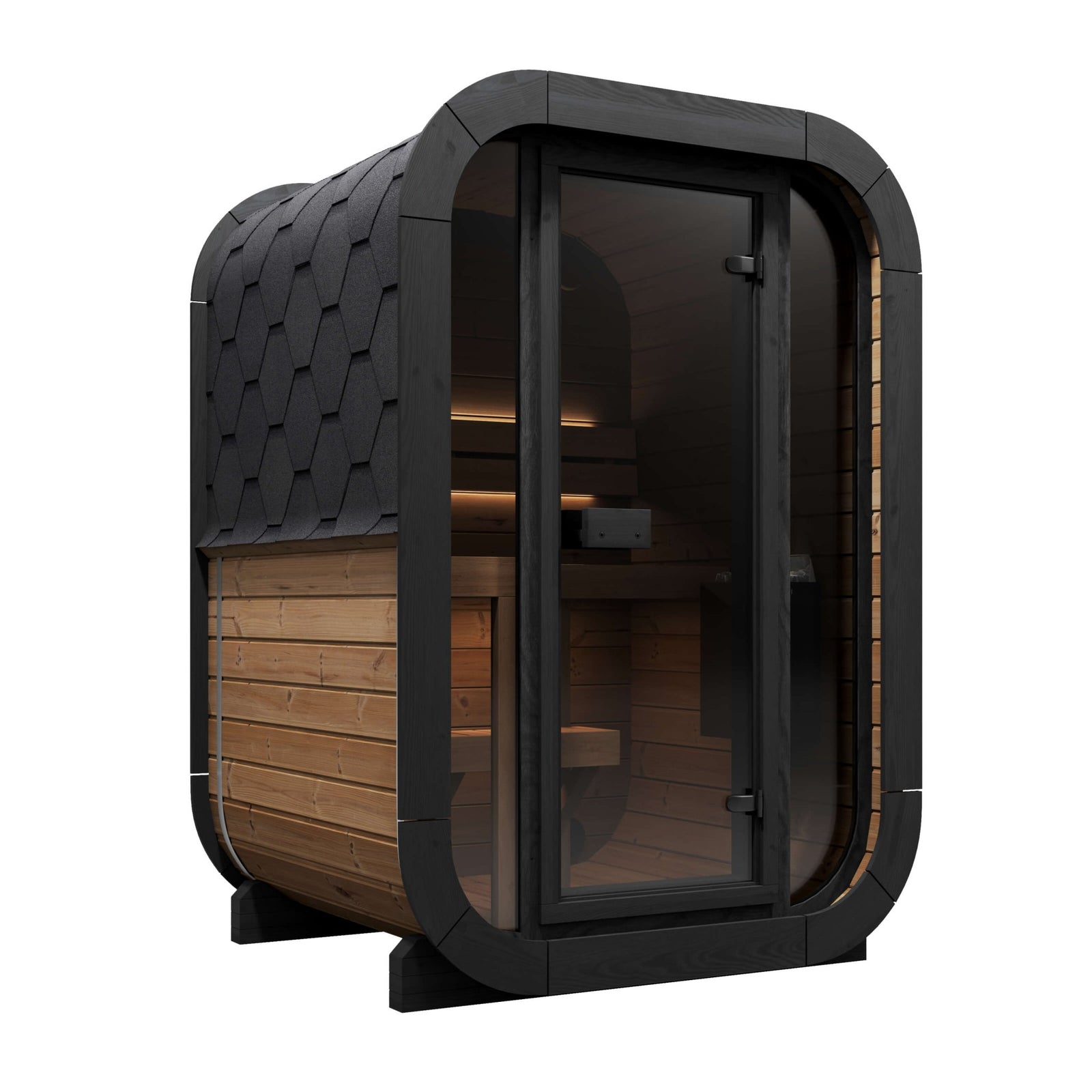 SaunaLife CL3G 2-person outdoor cube sauna with glass front