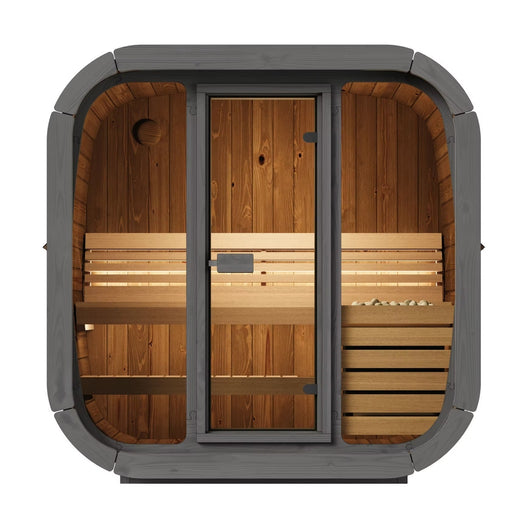 SaunaLife CL4G | 3 - Person Cube Sauna with Glass Front - Topture