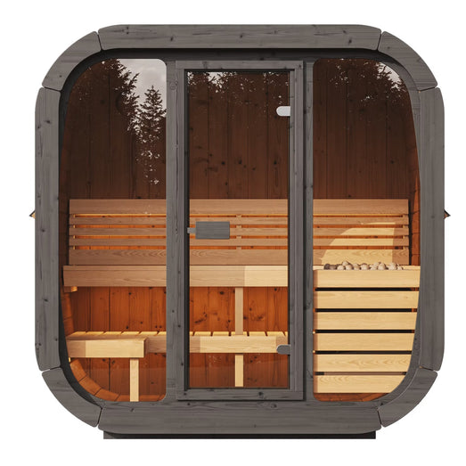 SaunaLife CL5G | 4 - Person Cube Sauna with Glass Front - Topture